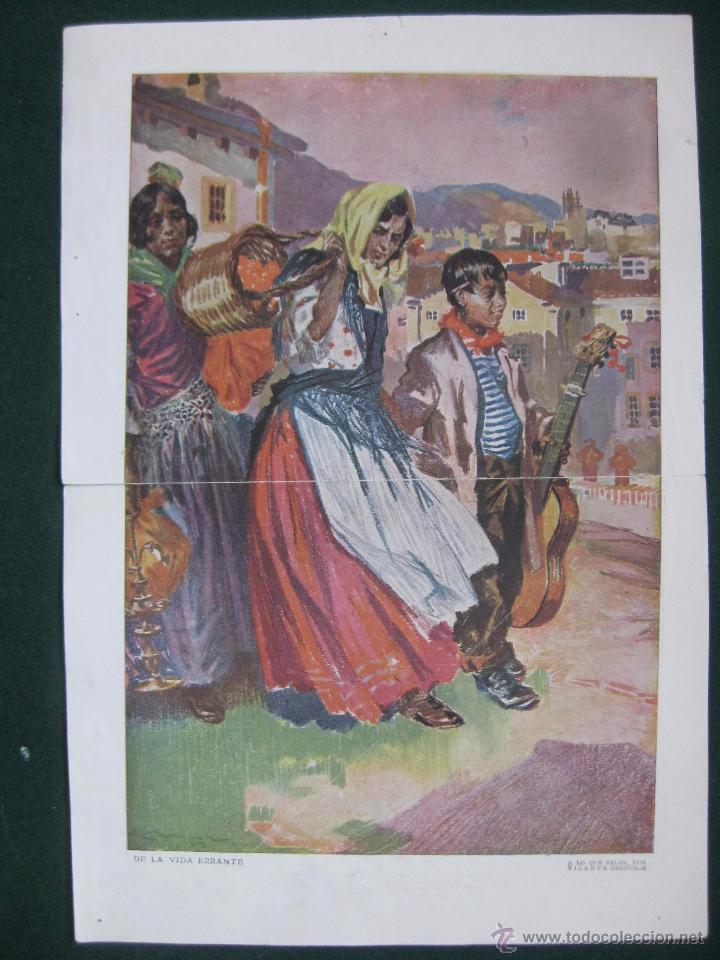 Art: BLANCO Y NEGRO - FIRMADO VICENTE CARRERES - DE LAVIDA ERRANTE - DOBLE LAMINA ANTIGUA DE LA REVISTA