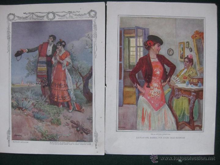 Art: BLANCO Y NEGRO - FIRMADO ANGEL DIAZ HUERTAS- CANTAR ANDALUZ Y LA FLOR DEL BARRIDOS LAMINAS ANTIGUAS