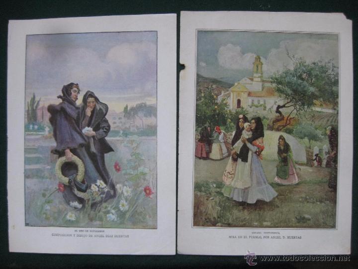 Art: BLANCO Y NEGRO- FIRMADO ANGEL DIAZ HUERTAS-ELMES DE NOVIEMBRE Y MISA EN EL PUEBLO- LAMINAS ANTIGUAS