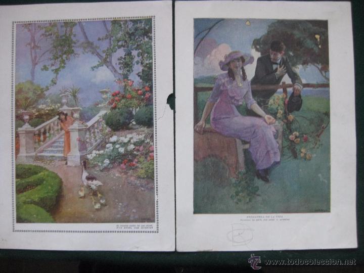 Art: BLANCO Y NEGRO- FIRMADO ANGEL DIAZ HUERTAS-PRIMER PASEO Y PRIMAVERA- LAMINAS ANTIGUAS