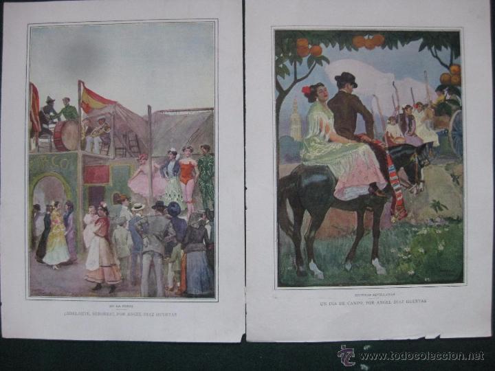 Art: BLANCO Y NEGRO- FIRMADO ANGEL DIAZ HUERTAS-EN LA FERIA Y ESCENAS SEVILLANAS- LAMINAS ANTIGUAS