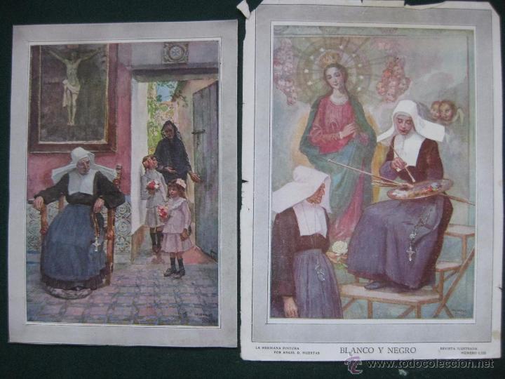 Art: BLANCO Y NEGRO- FIRMADO ANGEL DIAZ HUERTASMONJAS- LAMINAS ANTIGUAS