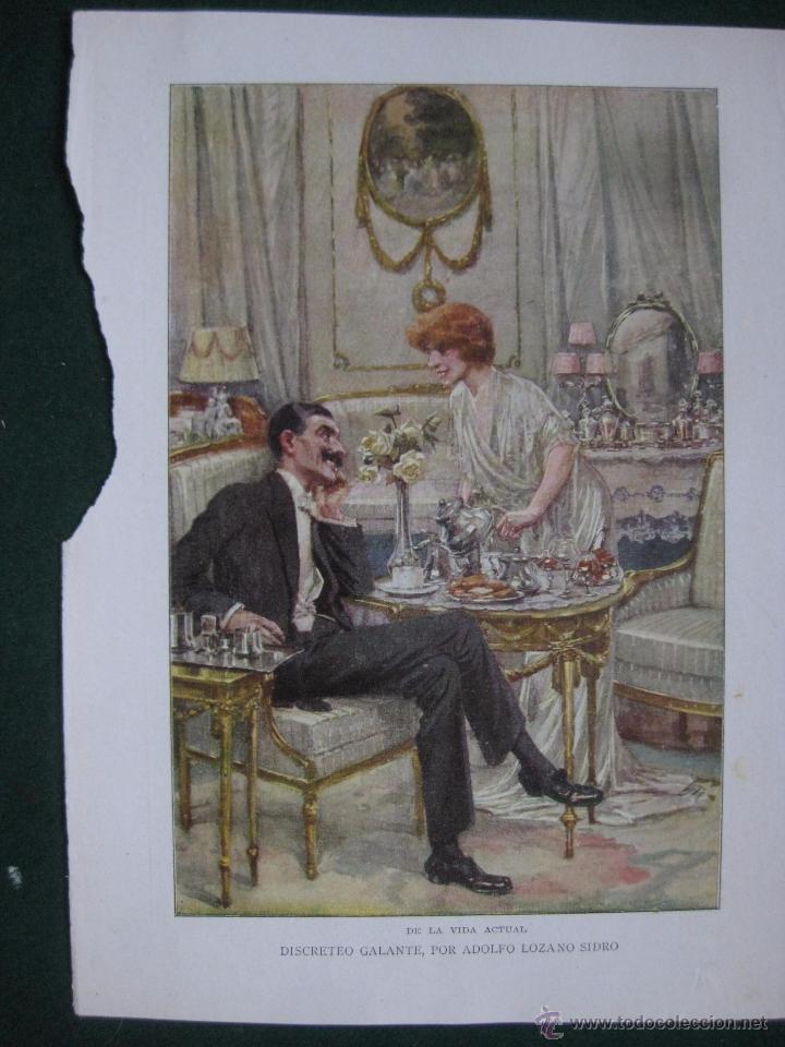 Art: BLANCO Y NEGRO- FIRMADO LOZANO SIDRO - DISCRETEO GALANTE - LAMINA ANTIGUA