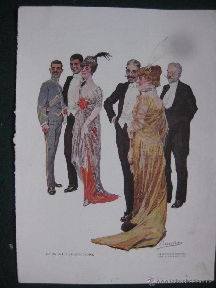 Art: BLANCO Y NEGRO- FIRMADO LOZANO SIDRO - EN UN BAILE ARISTOCRATICO - LAMINA REVISTA