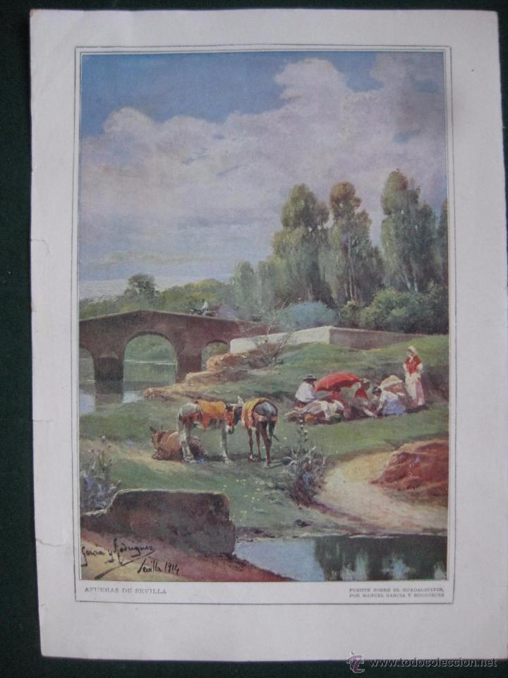Art: BLANCO Y NEGRO- FIRMADO MANUEL GARCIA RODRIGUEZ-AFUERAS DE SEVILLA-PUENTE - DIBUJO REVISTA