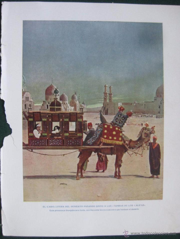Art: BLANCO Y NEGRO - LAMINA - EL CAIRO, LITERA DEL DESIERTO PASANDO JUNTO A LAS TUMBAS DE LOS CALIFAS
