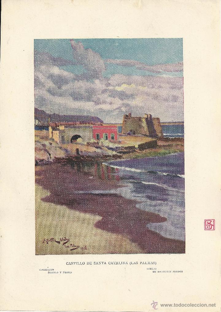 Art: BLANCO Y NEGRO - LAMINA DEL BLANCO Y NEGRO-DIBUJO DE MARTINEZ ARADES-CASTILLO STA CATALINA-LAS PALMA