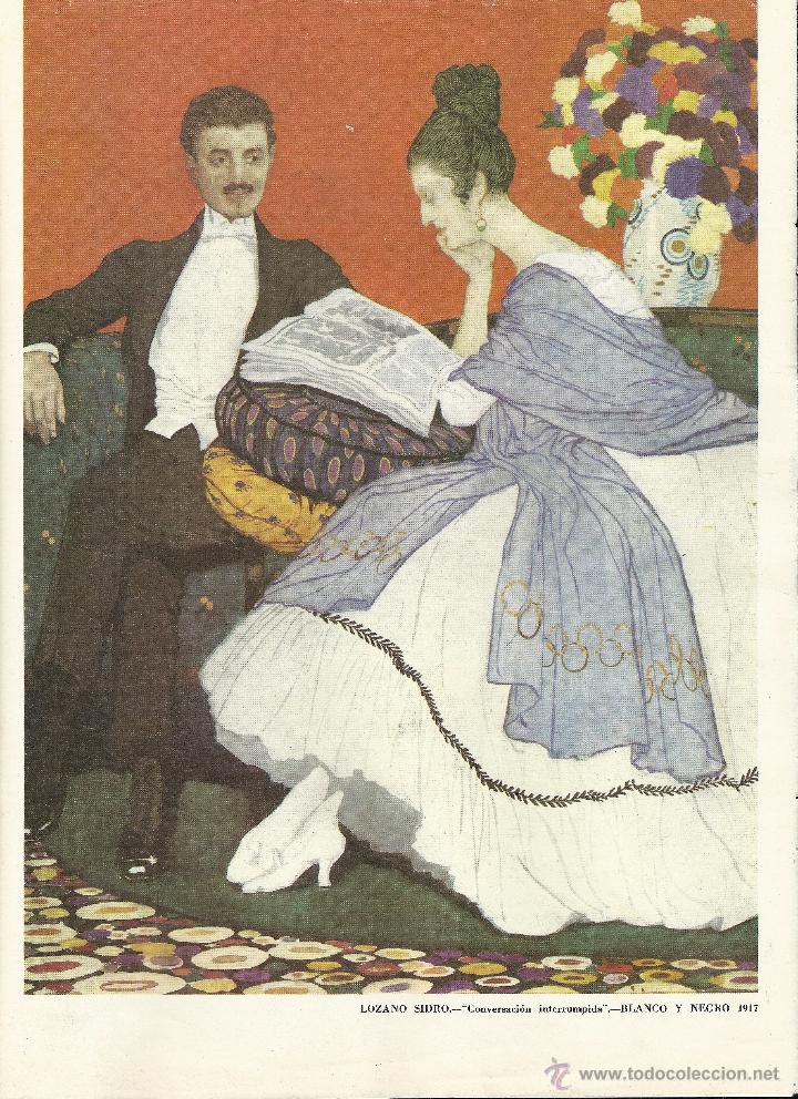 Art: BLANCO Y NEGRO - LAMINA DEL BLANCO Y NEGRO-DIBUJO DE LOZANO SIDRO- CONVERSACION INTERRUMPIDA