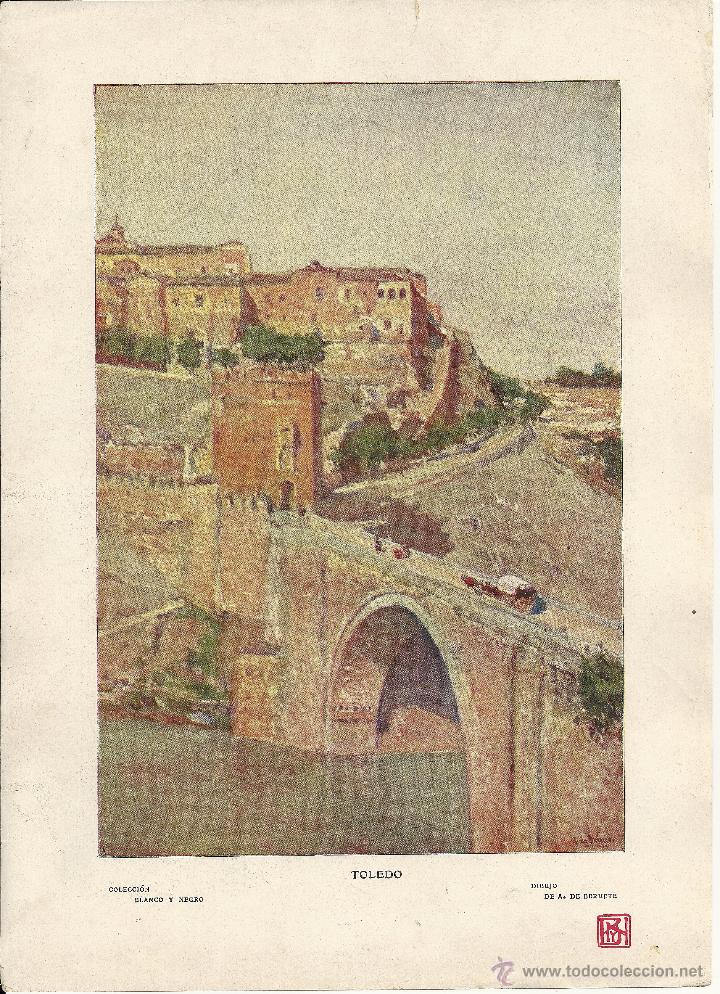 Kunst: BLANCO Y NEGRO - LAMINA DEL BLANCO Y NEGRO-DIBUJO A BERRUETE-TOLEDO