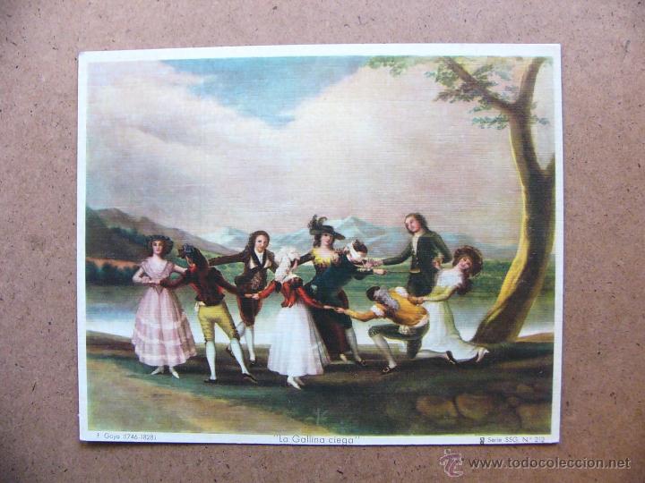 Kunst: Antigua lamina reproduccion carton entelado La Gallina ciega F Goya Serie SSG 212 Bargallo Barcelona