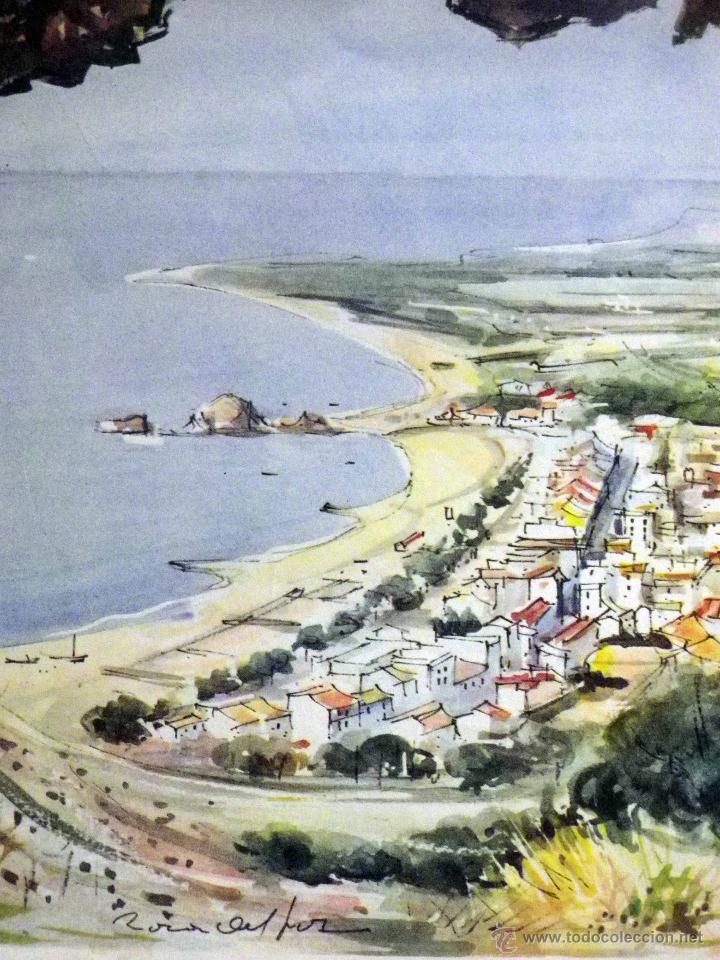 Art: ANTIGUA LAMINA LITOGRAFIADA, BLANES, GERONA, 26,5 x 31 cm. DE ALMANAQUE RIEUSSET,1950s