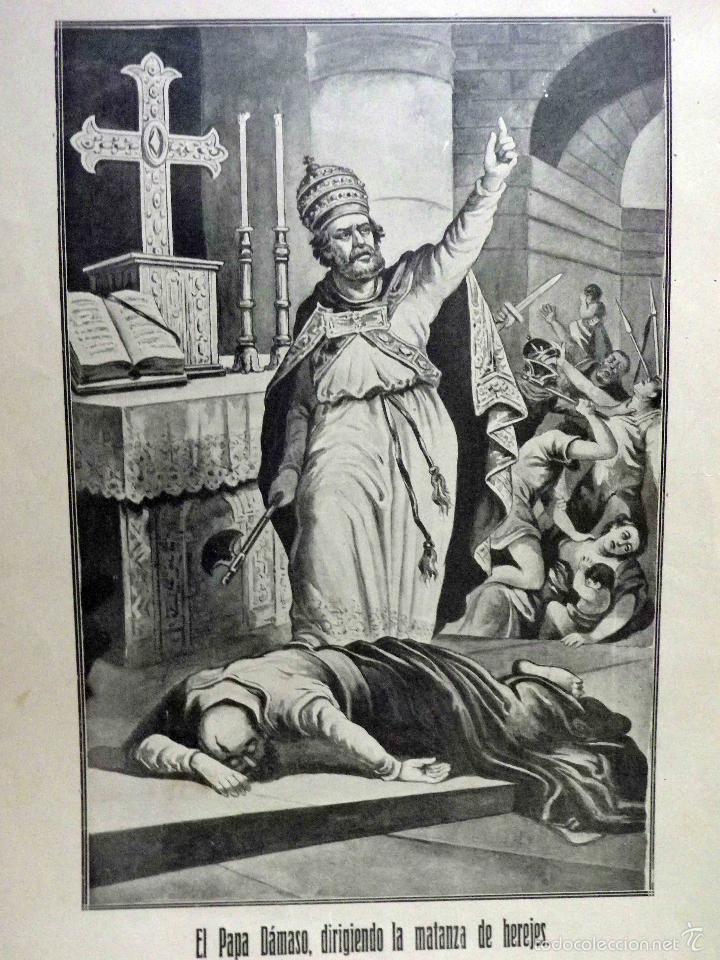 Art: LAMINA, HECHOS DE LA IGLESIA, PAPA DAMASO DIRIGIENDO LA MATANZA DE HEREJES