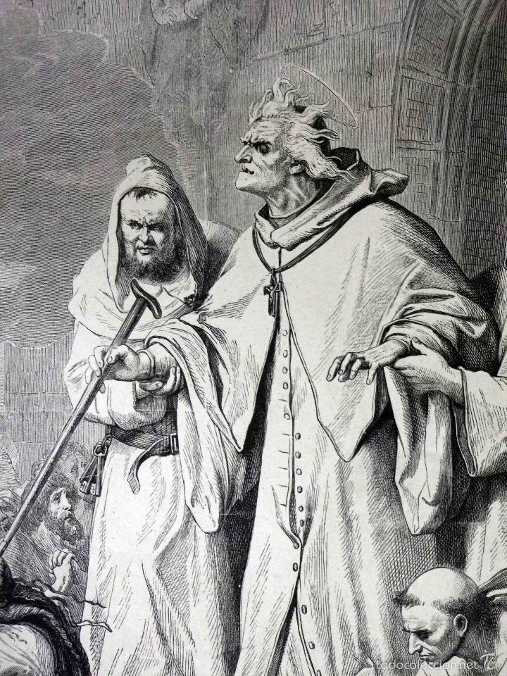 Art: LAMINA, EL INQUISIDOR GENERAL PEDRO ARBUES, CONDENANDO A LA HOGUERA A UNA FAMILIA DE HEREJES