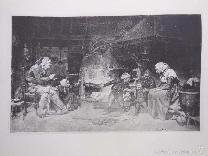 Art: Antigua L&aacute;mina : LAS PRIMERAS CALSAS. VAYREDA Joaquim. 1880. Renaixensa