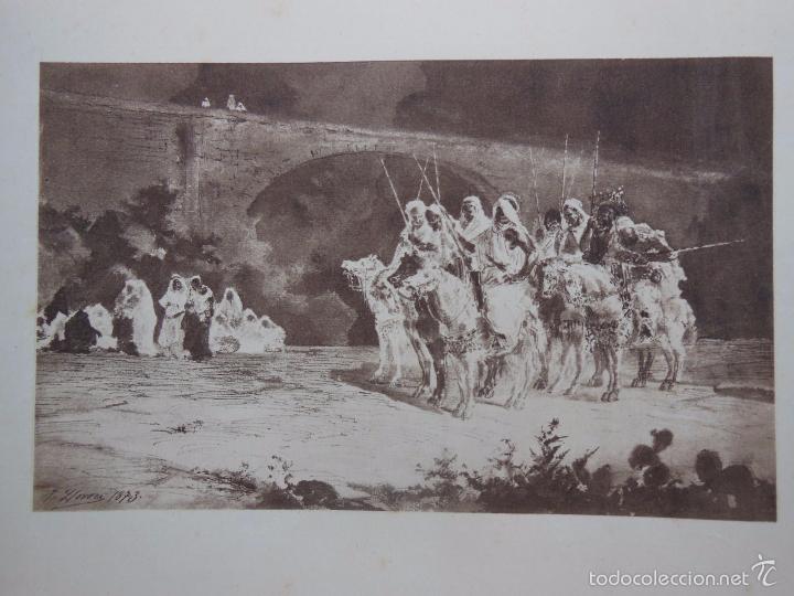 Art: Antigua L&aacute;mina : GRUPO JINETES MOROS EN EL PUENTE. LLOVERA J. 1880. Renaixensa