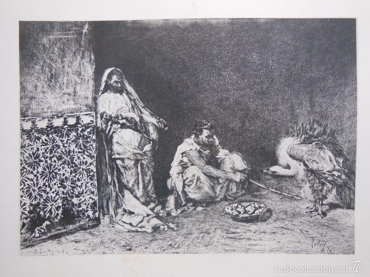 Art: Antigua L&aacute;mina : MARROQUINS JUGANT AMB UN VOLTOR.  FORTUNY Mariano. 1880. Renaixensa