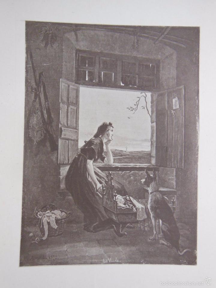 Art: Antigua L&aacute;mina : LA VIUDA. AMELL Manuel. 1880. Renaixensa