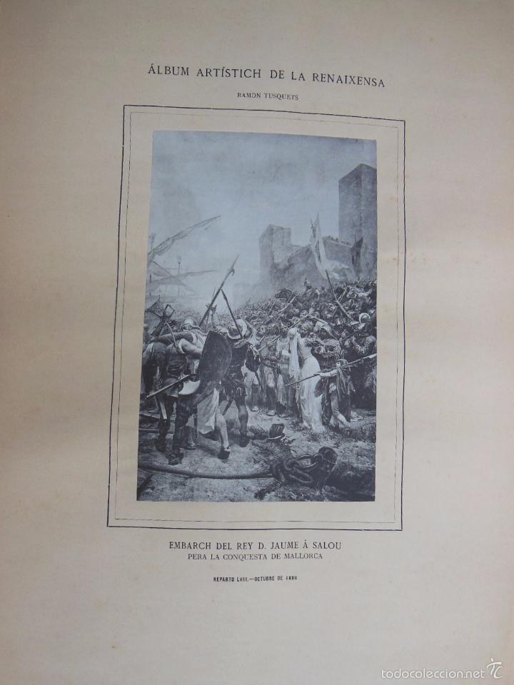 Art: Antigua Lamina : EMBARCH DEL REY D JAUME A SALOU. TUSQUETS Ramon. 1886 Renaixensa.