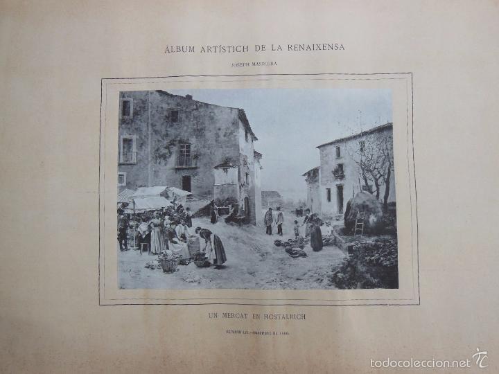 Art: Antigua Lamina : UN MERCAT EN HOSTALRICH. MASRIERA Joseph. 1886 Renaixensa.