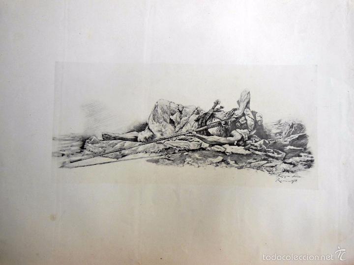 Art: Antigua Lamina : LA CAZA. SERRA Enrique. Renaixensa n&ordm; 108.