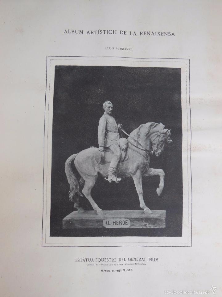 Art: Antigua Lamina : EST&Aacute;TUA EQUESTRE DEL GENERAL PRIM. PUIGJANER Lluis. 1882
