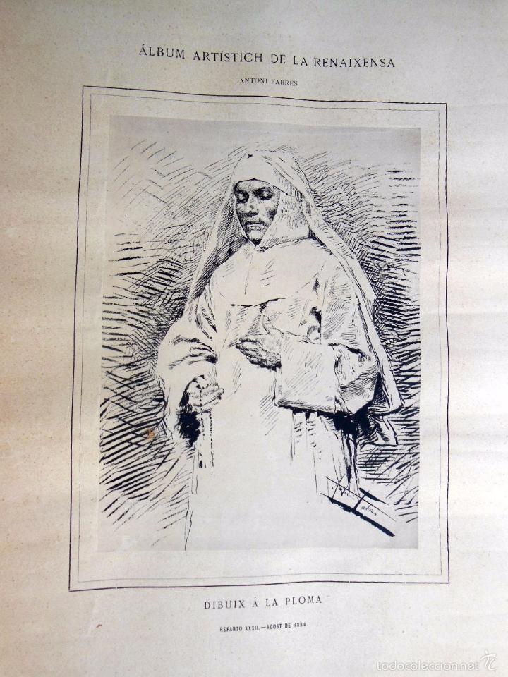 Art: Antigua Lamina : DIBUIX A LA PLOMA. FABRES Antoni. 1884. Album Art&iacute;stich de la Renaixensa.