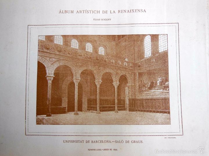 Art: Antigua Lamina : UNIVERSITAT DE BARCELONA. Sal&oacute; de Graus. ROGENT Elias. 1888. Renaixensa