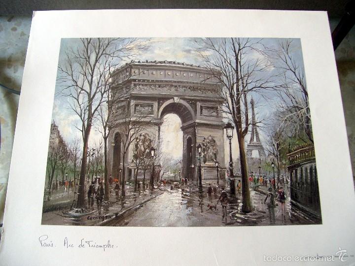 Art: PARIS - ARC DE TRIOMPHE AVEC TOUR EIFFEL - GORGES B. - LAMINA - MEDIDAS 44,5 x 36,5