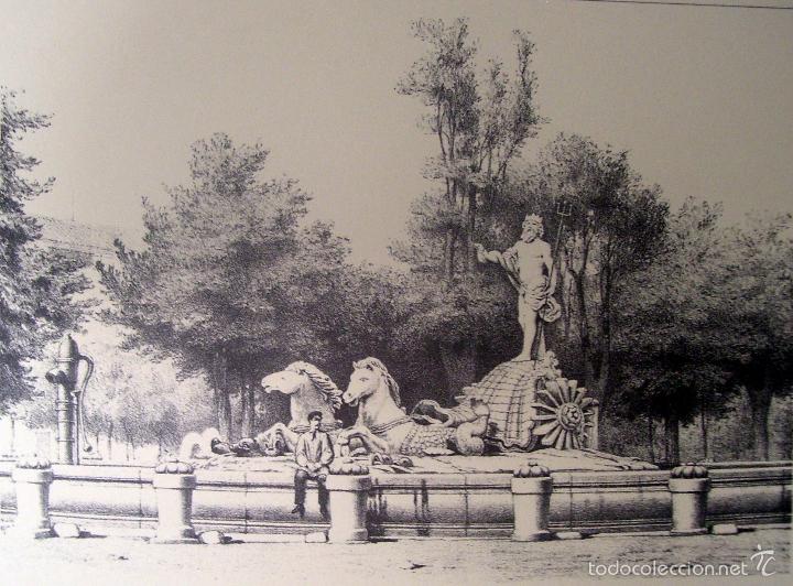 Art: MADRID - FUENTE DE NEPTUNO - REPRODUCCION GRABADO - LAMINA - MEDIDAS 49,5 x 35,5