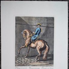 Arte: PASSAGER À LA MURAILLE À GAUCHE. JINETE SOBRE CABALLO. J. E. RIDINGER.