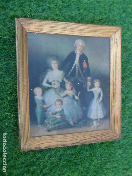 Art: BONITO Y ANTIGUO CUADRO CON LAMINA DE LOS MARQUESES DE OSUNA DE GOYA CON MARCO DORADO - A&Ntilde;OS 40-50