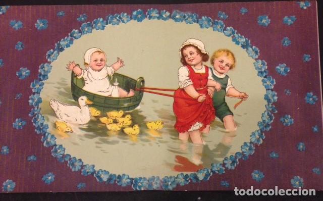 Art: LAMINA de ni&ntilde;os, ANTIGUA, LAS FLORES EN RELIEVE,