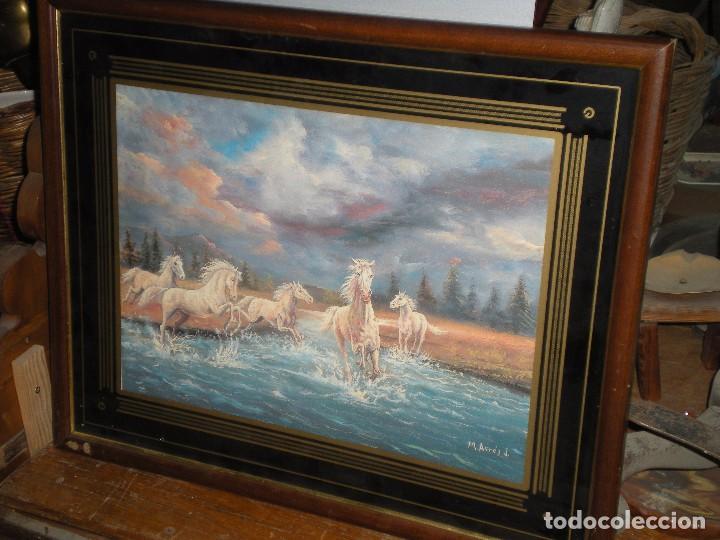 Arte: L&aacute;mina con marco y cristal , caballos - Foto 3
