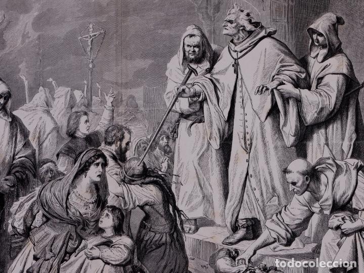 Arte: ALBUM ARTISTICO 1882-83, LAMINA: EL INQUISIDORGENERAL PEDRO ARBUES CONDENANDO A LA HOGUERA A UNA...
