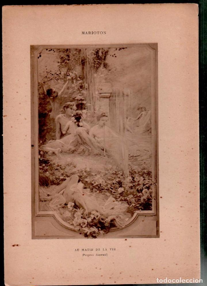 Arte: C12-1 Antigua Lamina de LE NU AU SALON -Tema Au Matin de la Vie de MARIOTON impreso en Paris en 1903