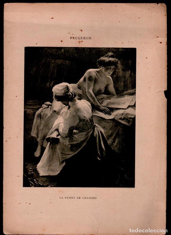 Arte: CL2-3 Antigua Lamina de LE NU AU SALON -Tema - LA FEMME DE CHAMBRE de Faugeron - impreso en Paris en
