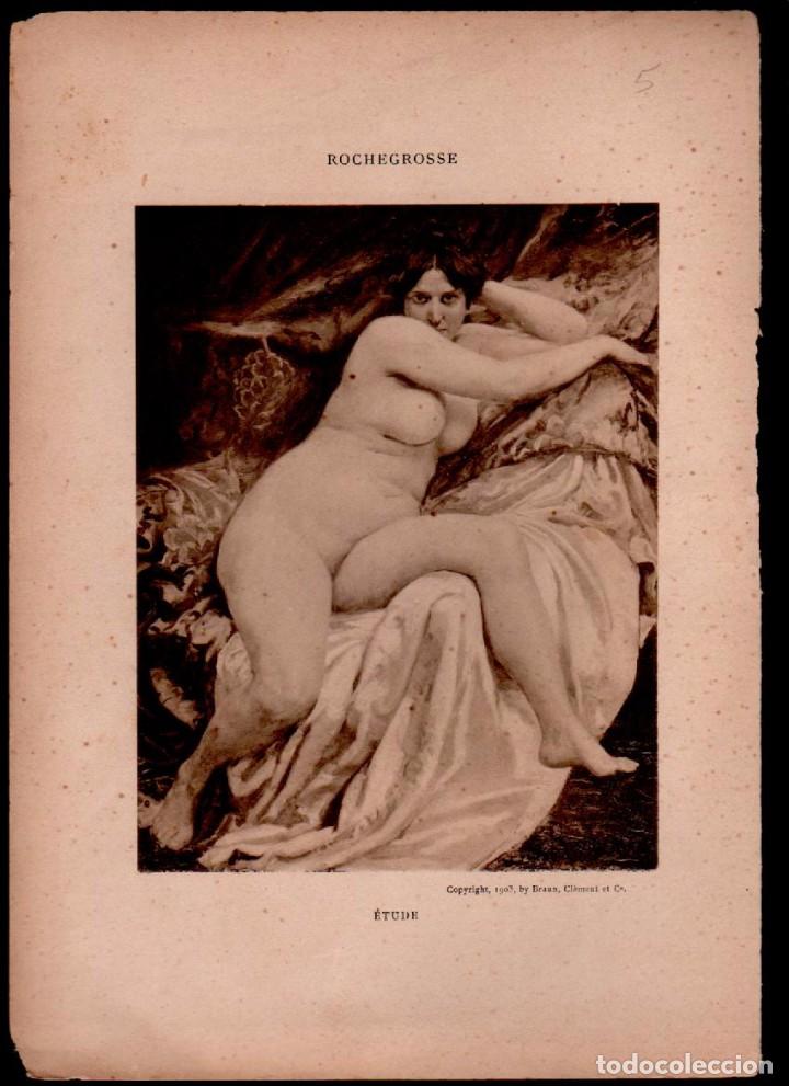 Kunst: CL2-5 Antigua Lamina de LE NU AU SALON - Tema &Eacute;TUDE de Rochegrose  - impreso en Paris en 1903 Tama&ntilde;o