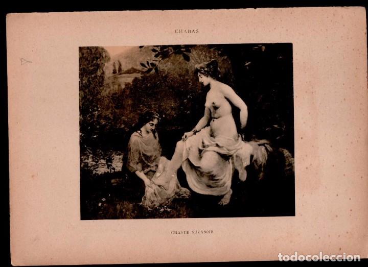 Arte: CL2-8 Antigua Lamina de LE NU AU SALON -Tema  - CHASTE SUZANNE  de Chabas - impreso en Paris en 1903