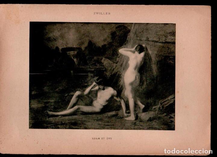 Arte: CL2-11 Antigua Lamina de LE NU AU SALON -Tema  - ADAM ET &Eacute;VE de Zwiller - impreso en Paris en 1903 T