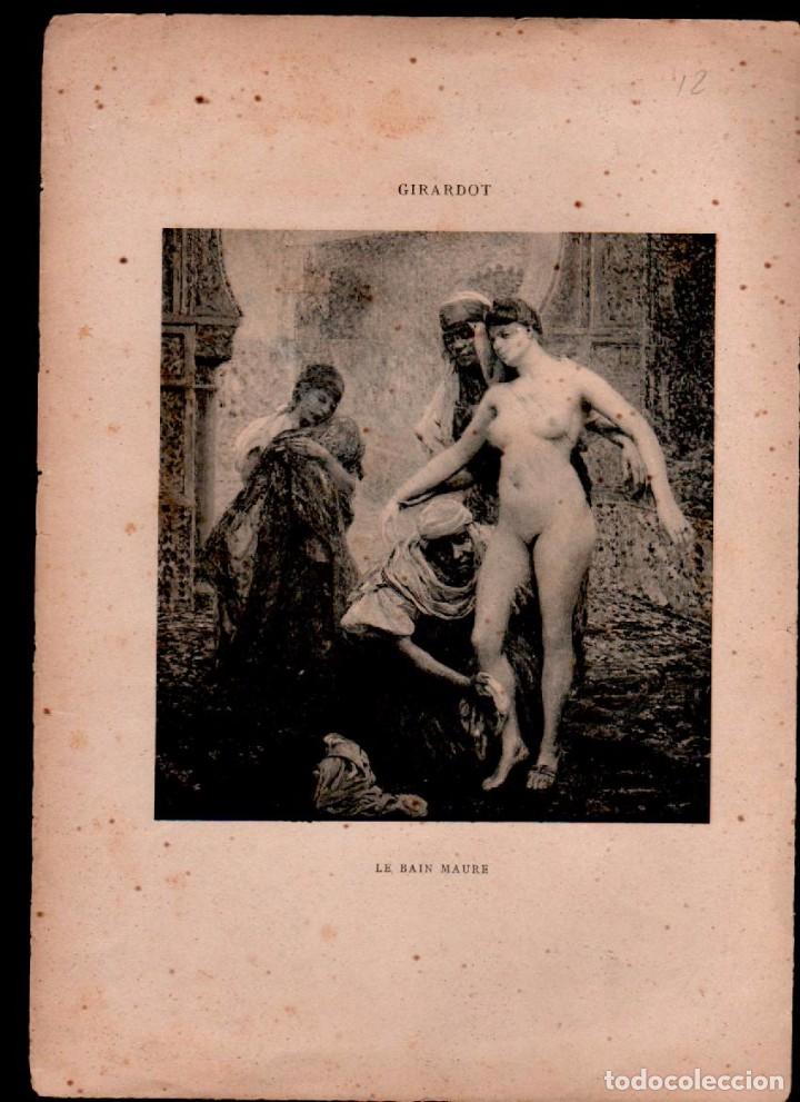 Arte: CL2-12 Antigua Lamina de LE NU AU SALON -Tema - LE BAIN MAURE de Girardot - impreso en Paris en 190