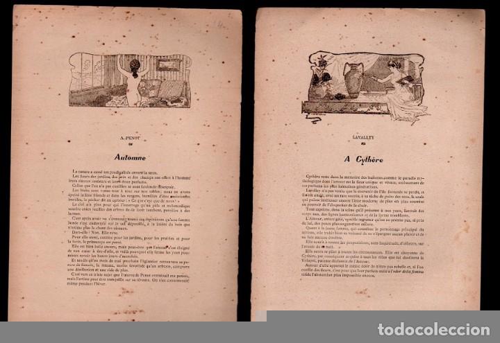 Arte: CL2-14 Antigua Lamina a doble cara Ilustrada por F. Bell, de LE NU AU SALON -Tema - AUTOMNE de A. Pe