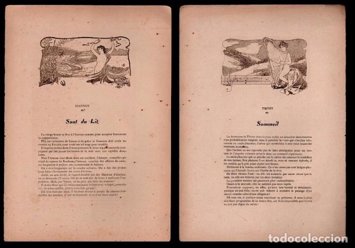 Arte: CL2-16 Antigua Lamina a doble cara Ilustrada por F. Bell, de LE NU AU SALON -Tema - SAUT DU LIT de J