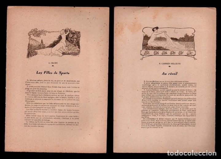 Arte: CL2-19 Antigua Lamina a doble cara Ilustrada por F. Bell, de LE NU AU SALON -Tema- AU R&Eacute;VEIL  de P.
