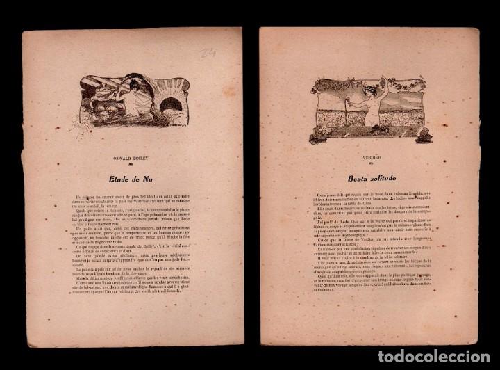 Arte: CL2-24 Antigua Lamina a doble cara Ilustrada por F. Bell, de LE NU AU SALON -Tema - BEATA SOLITUDO