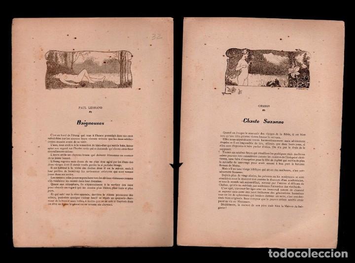 Arte: CL2-32 Antigua Lamina a doble cara Ilustrada por F. Bell, de LE NU AU SALON -Tema - CHASTE SUZANNE d