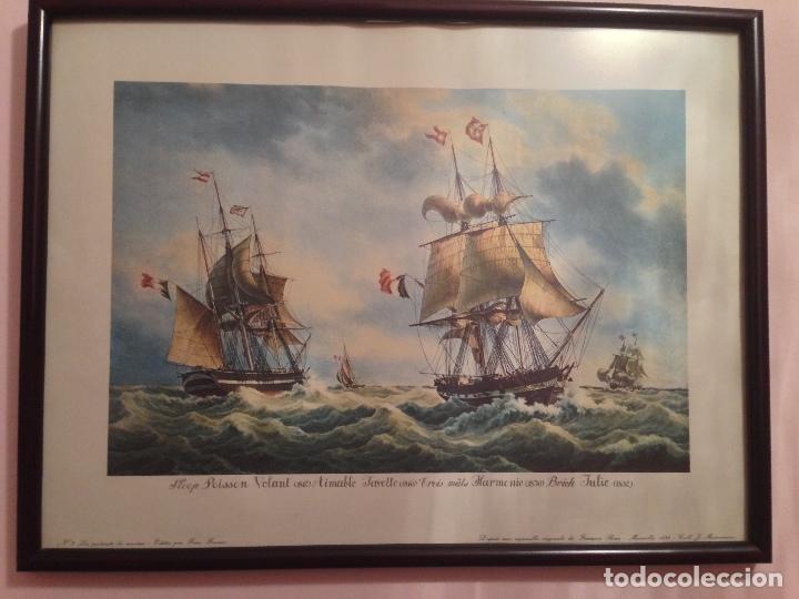 Art: LAMINA CON MARCO Y CRISTAL MOTIVO NAVAL