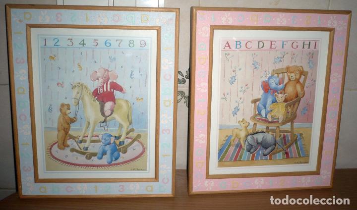 Art: 2 LAMINAS INFANTILES ENMARCADAS. Firmadas : B. M. Cheesman.