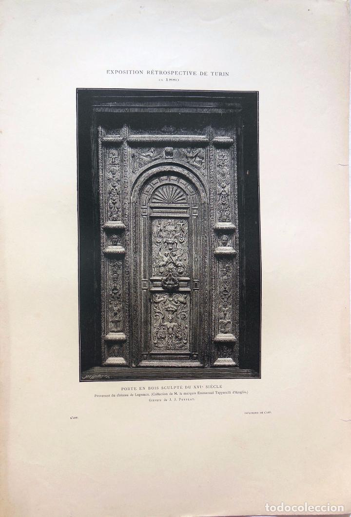 Arte: PORTE EN BOIS SCULPT&Eacute; DU XVI&ordm; SI&Egrave;CLE. PUYPLAT J J (Gravure) 1880