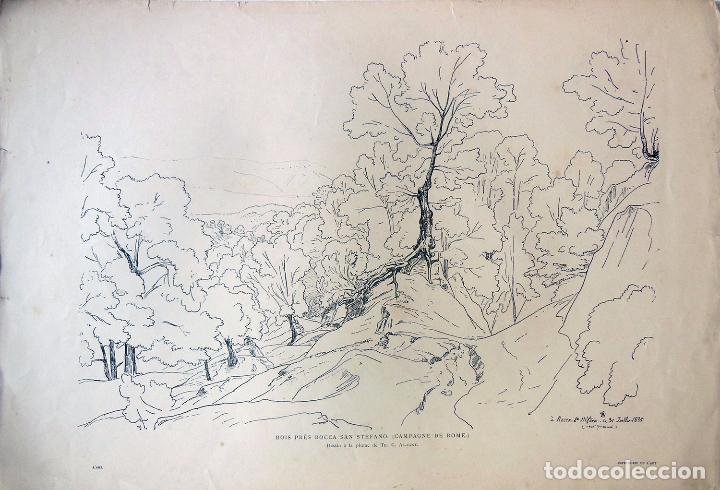 Arte: BOIS PR&Egrave;S ROCCA SAN STEFANO (CAMPAGNE DE ROME) ALIGNY Th C (Dessin)