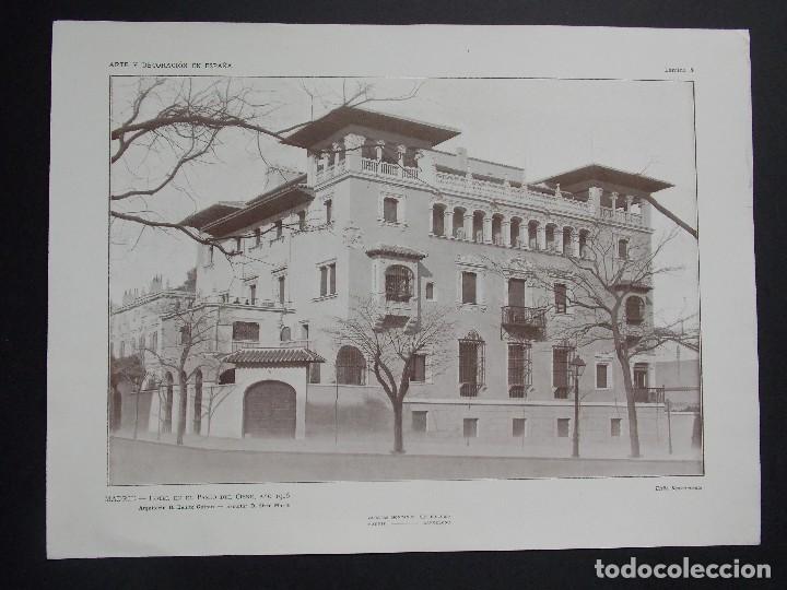 Art: Lamina original A&Ntilde;O 1917, N&ordm; 5- MADRID-HOTEL EN EL PASEO DEL CISNE ``Arte y Decoraci&oacute;n de Espa&ntilde;a&acute;&acute;